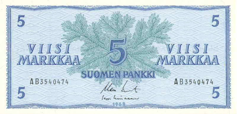 5 Markkaa 1963 AB3540474 kl.9